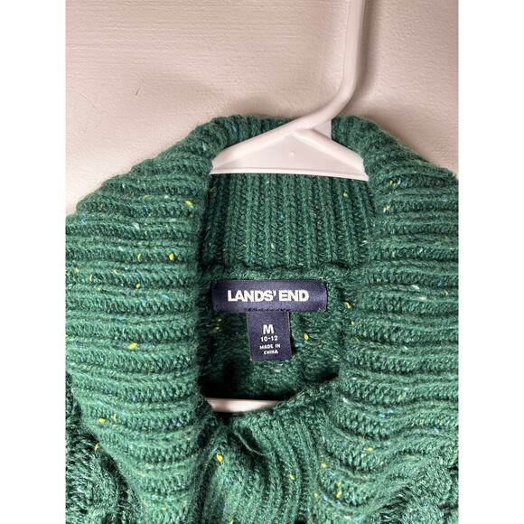 Lands' End Women's Green Cable Knit Turtleneck Sweater; Size M - Picture 4 of 8